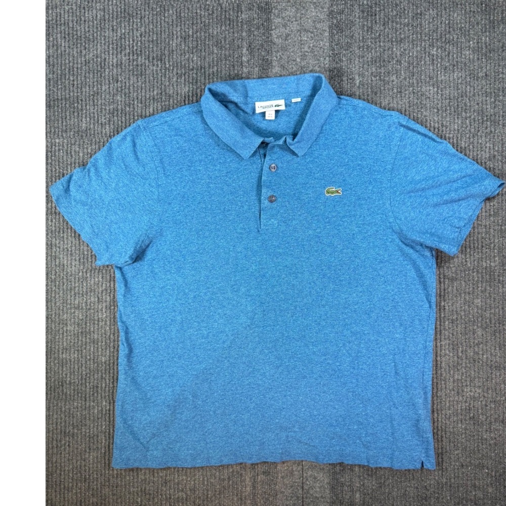 Lacoste Sport Mens Blue Heather Cotton Short Sleeve Polo Shirt XL FR 6